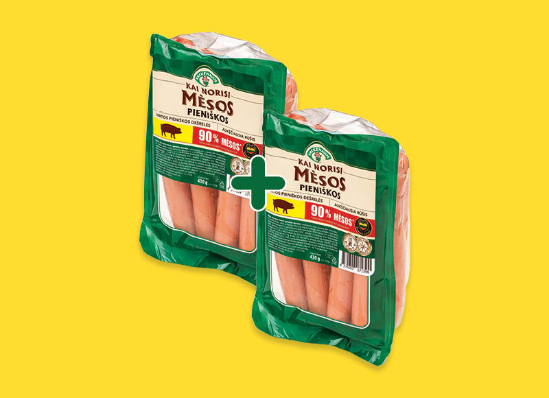 Virtos PIENIŠKOS dešrelės KAI NORISI MĖSOS
			, 
				 430 g, a. r., 4,79 Eur/vnt.