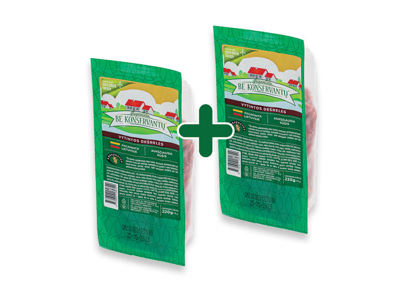 Vytintos PAGAMINTA BE KONSERVANTŲ dešrelės dujose
,
220 g, 5,99 Eur/vnt. A lygio parduotuvėse Vytintos PAGAMINTA BE KONSERVANTŲ dešrelės dujose
,
220 g, 5,99 Eur/vnt. A lygio parduotuvėse