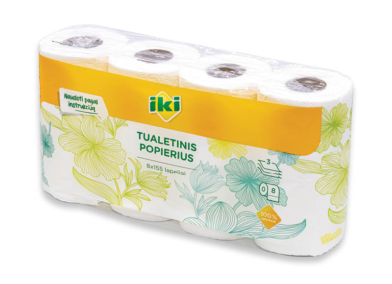 IKI tualetinis popierius
,
8 vnt., 3 sl., 0,29 Eur/vnt. IKI tualetinis popierius
,
8 vnt., 3 sl., 0,29 Eur/vnt.