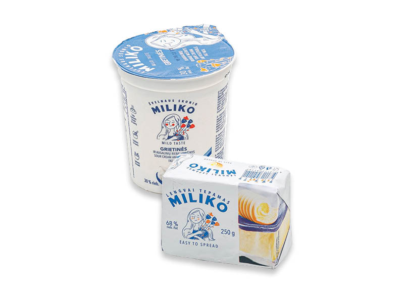 Pieno produktams MILIKO
			, 
				 250 g, 400 g, 2 rūšių, 30 % trieb., 68 % rieb.
