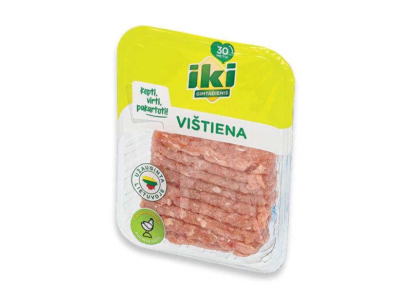 IKI smulkinta vištiena
,
(užauginta be antibiotikų) 400 g, 6,23 Eur/kg. A lygio parduotuvėse IKI smulkinta vištiena
,
(užauginta be antibiotikų) 400 g, 6,23 Eur/kg. A lygio parduotuvėse