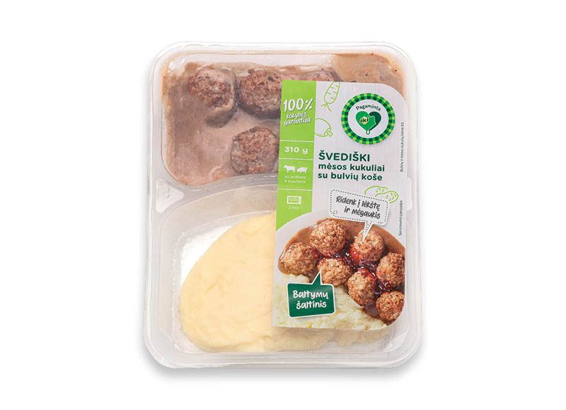 PAGAMINTA IKI ŠVEDIŠKI kukuliai su bulvių koše
			, 
				 310 g, 9,65 Eur/kg. Ir IKI EXPRESS