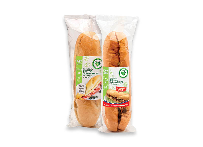 PAGAMINTA IKI DIDYSIS submarinas
			, 
				 260 g, 310 g, 2 rūšių. Ir IKI EXPRESS