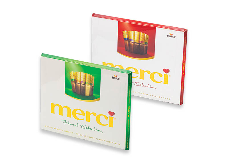 Saldainių dėžutė MERCI
			, 
				 250 g, 2 rūšių, 17,96 Eur/kg