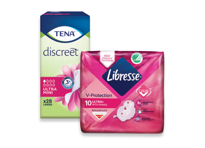 Higieniniams paketams, įklotams LIBRESSE ir TENA
			, 
				 Įvairių rūšių. Ir IKI EXPRESS