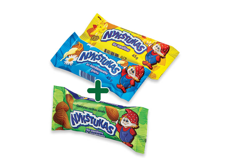 Glaistytas varškės sūrelis NYKŠTUKAS
			, 
				 45 g, 5 rūšių, 0,59 Eur/vnt. Ir IKI EXPRESS
