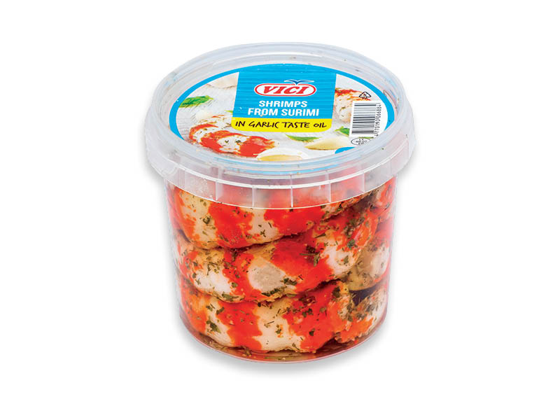 Didžiosios surimio krevetės česnakiniame aliejuje
			, 
				 320 g, 9,34 Eur/kg. A lygio parduotuvėse