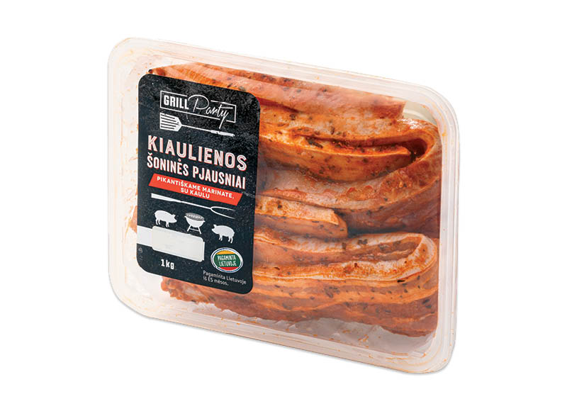 GRILL PARTY kiaulienos šoninės pjausniai su kaulu pikantiškame marinate
			, 
				 1 kg. A lygio parduotuvėse. Ir IKI EXPRESS