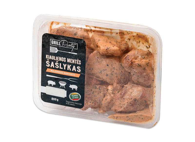 GRILL PARTY kiaulienos mentės šašlykas majonezo marinate
			, 
				 800 g, 4,73 Eur/kg. A lygio parduotuvėse