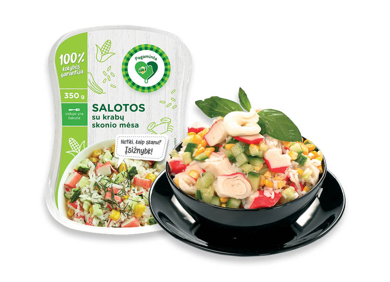 PAGAMINTA IKI salotos su krabų skonio mėsa
			, 
				 350 g, 5,97 Eur/kg
