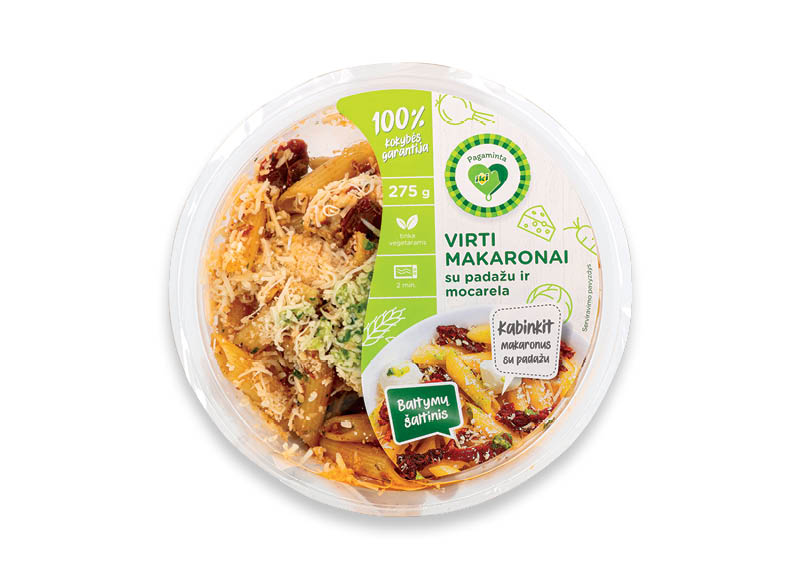 PAGAMINTA IKI virti makaronai su padažu ir mocarela
			, 
				 275 g, 10,87 Eur/kg. A lygio parduotuvėse