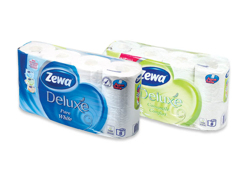 Tualetinis popierius ZEWA DELUXE
			, 
				 8 rit., 2 rūšių, 0,45 Eur/vnt.