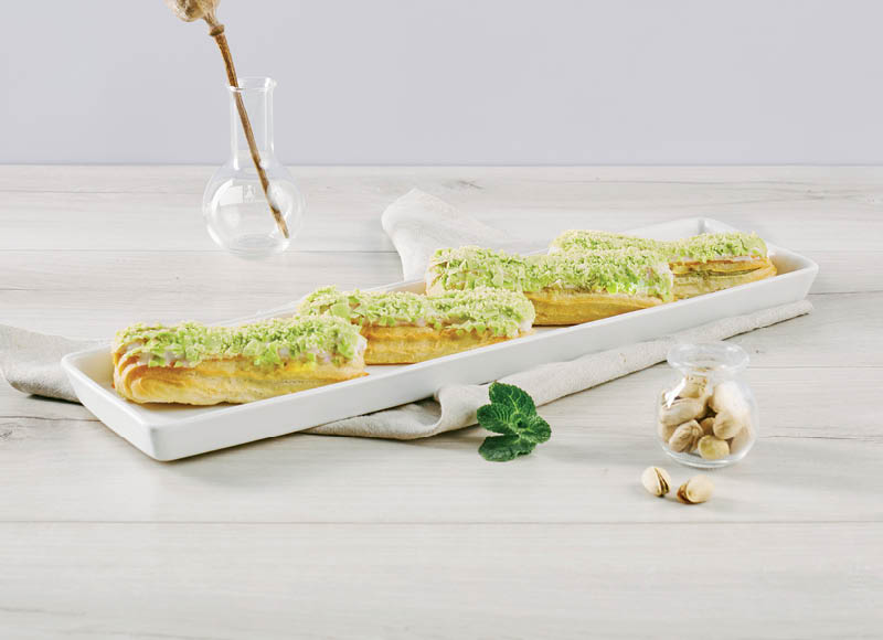 Eklerams su pistacijų skonio kremu
			, 
				 60 g, 120 g. A lygio parduotuvėse