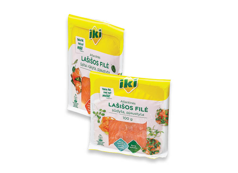 IKI sūdyta ir šaltai rūkyta atlantinių lašišų filė
,
100 g, 2 rūšių 26,90 Eur/kg. Ir IKI EXPRESS IKI sūdyta ir šaltai rūkyta atlantinių lašišų filė
,
100 g, 2 rūšių 26,90 Eur/kg. Ir IKI EXPRESS