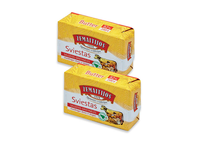 ŽEMAITIJOS saldžios grietinėlės sviestas
			, 
				 200 g, 82 % rieb., 8,45 Eur/kg. Ir IKI EXPRESS
