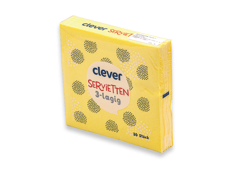 CLEVER geltonos servetėlės
,
33 x 33, 30 vnt., 0,04 Eur/vnt. CLEVER geltonos servetėlės
,
33 x 33, 30 vnt., 0,04 Eur/vnt.