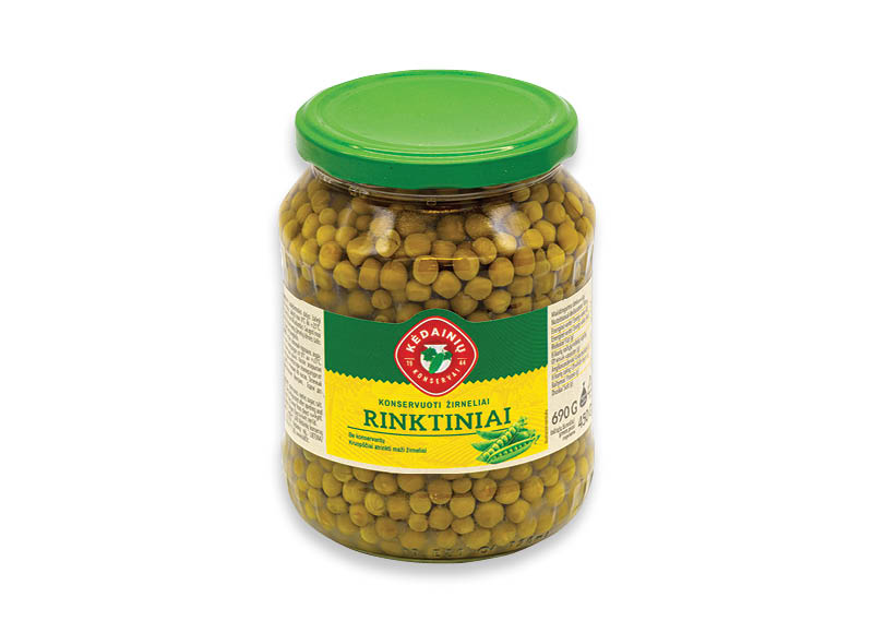 Konservuoti KĖDAINIŲ RINKTINIAI žalieji žirnelia
			, 
				 690 g, 1,87 Eur/kg