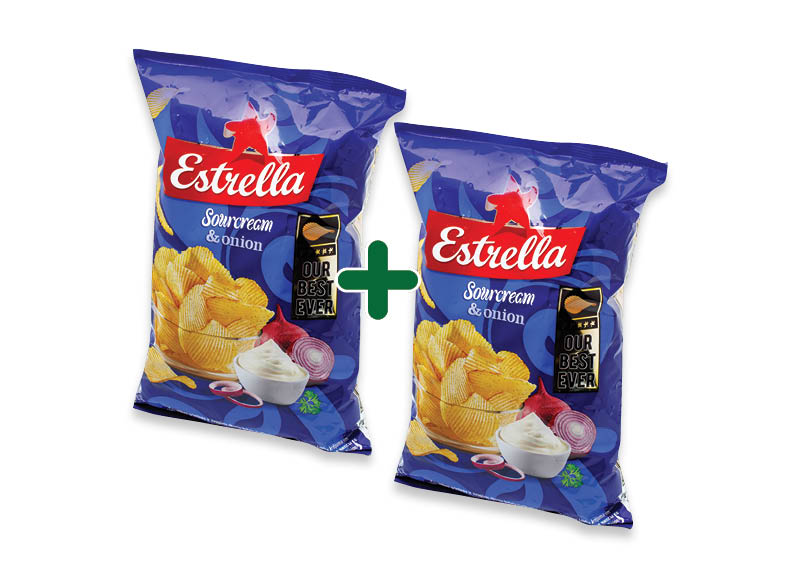 Bulvių traškučiai grietinės ir svogūnų skonio ESTRELLA
,
130 g, 2,19 Eur/vnt. Ir IKI EXPRESS Bulvių traškučiai grietinės ir svogūnų skonio ESTRELLA
,
130 g, 2,19 Eur/vnt. Ir IKI EXPRESS