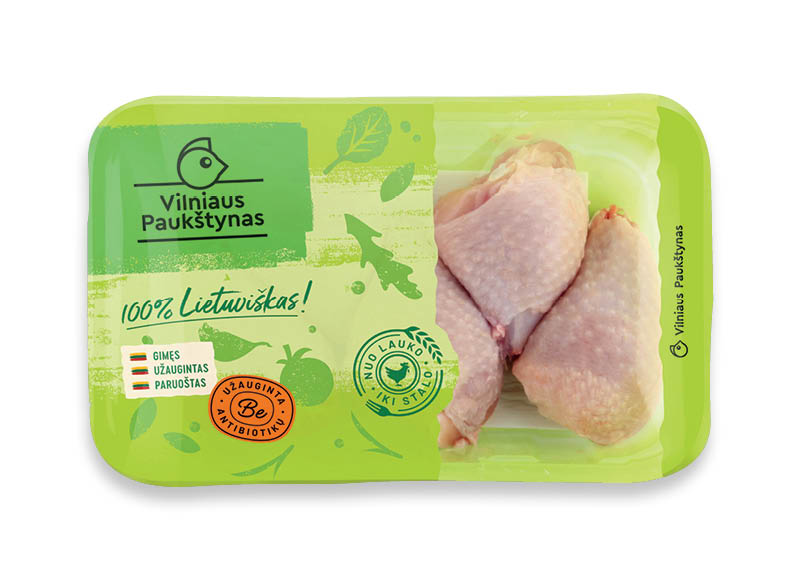 Viščiukų broilerių blauzdelės be sąnario VILNIAUS PAUKŠTYNAS
			, 
				 (užauginta be antibiotikų) 500 g, 4,78 Eur/kg