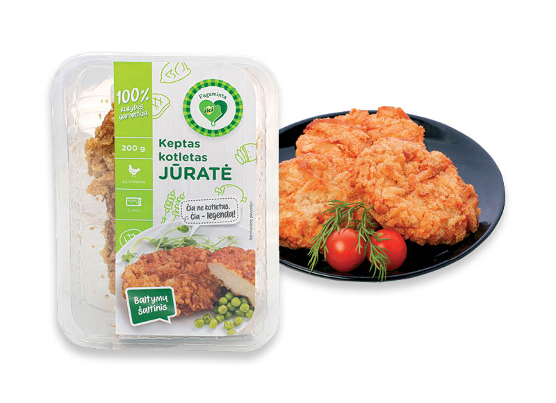 PAGAMINTA IKI keptas JŪRATĖS kotletas
			, 
				 200 g, 14,95 Eur/kg