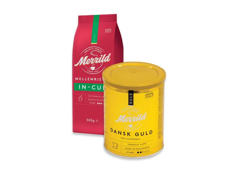 Kavai MERRILD
			, 
				 250 g, 400 g, 500 g, 1 kg. Įvairių rūšių