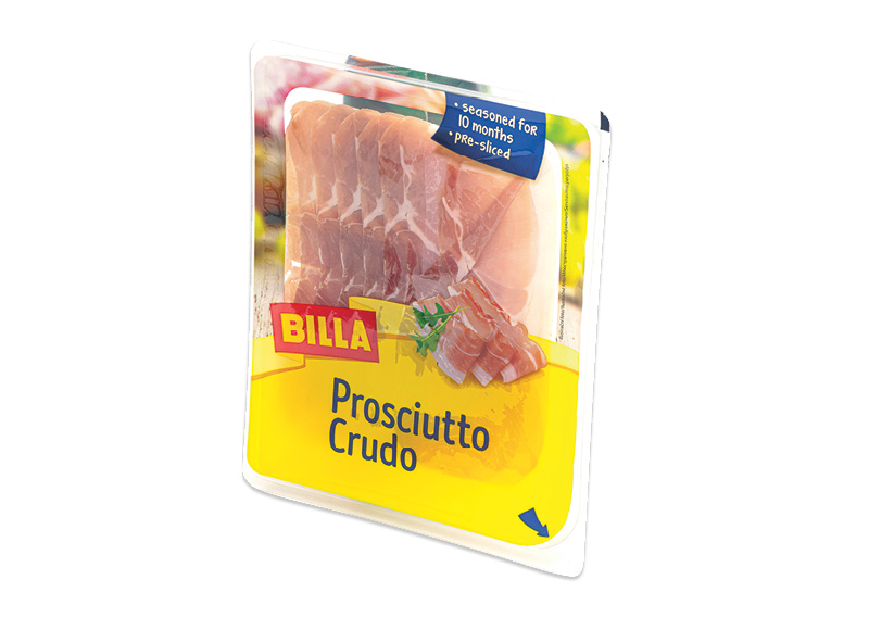 BILLA vytintas kumpis PROSCIUTTO CRUDO
			, 
				 90 g, 22,11 Eur/kg. A lygio parduotuvėse