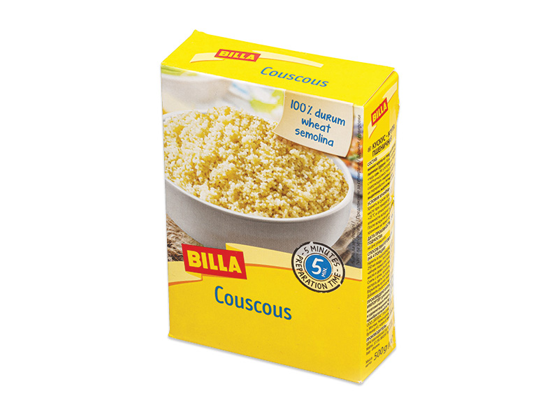 BILLA vidutinio dydžio kuskusas
			, 
				 500 g, 3,38 Eur/kg. A lygio parduotuvėse