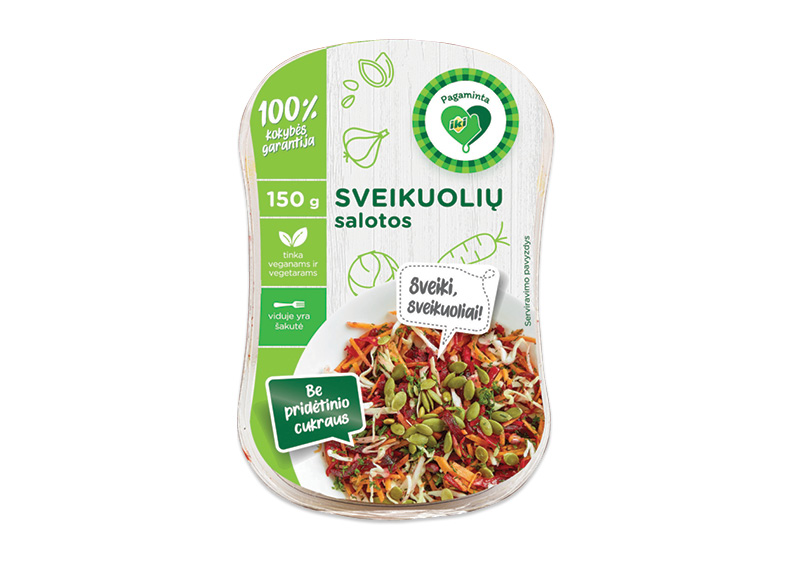 PAGAMINTA IKI SVEIKUOLIŲ salotos
			, 
				 150 g, 10,60 Eur/kg. A lygio parduotuvėse. Ir IKI EXPRESS