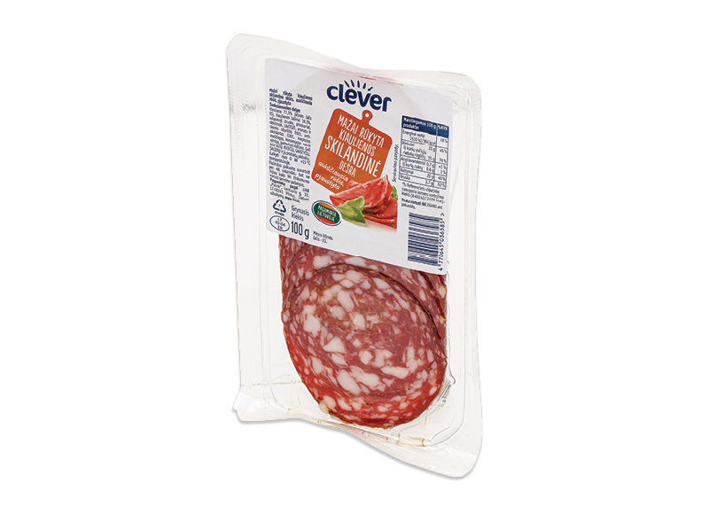 CLEVER mažai rūkyta SKILANDINĖ kiaulienos dešra
,
100 g, a. r., 14,90 Eur/kg CLEVER mažai rūkyta SKILANDINĖ kiaulienos dešra
,
100 g, a. r., 14,90 Eur/kg