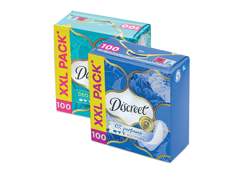 Higieniniai įklotai DISCREET
			, 
				 100 vnt., 2 rūšių, 0,04 Eur/vnt. A lygio parduotuvėse