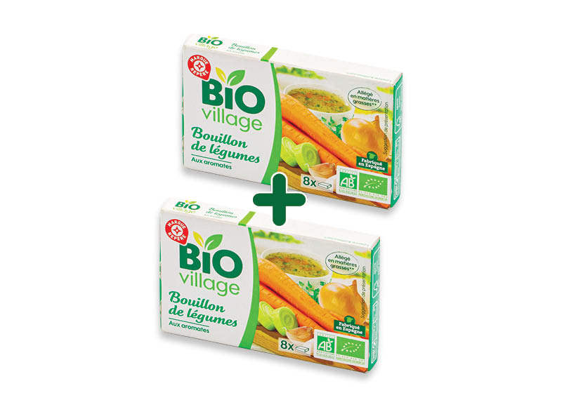 BIO VILLAGE daržovių sultinys
			, 
				 80 g (8 kub.), 2,29 Eur/vnt. A lygio parduotuvėse