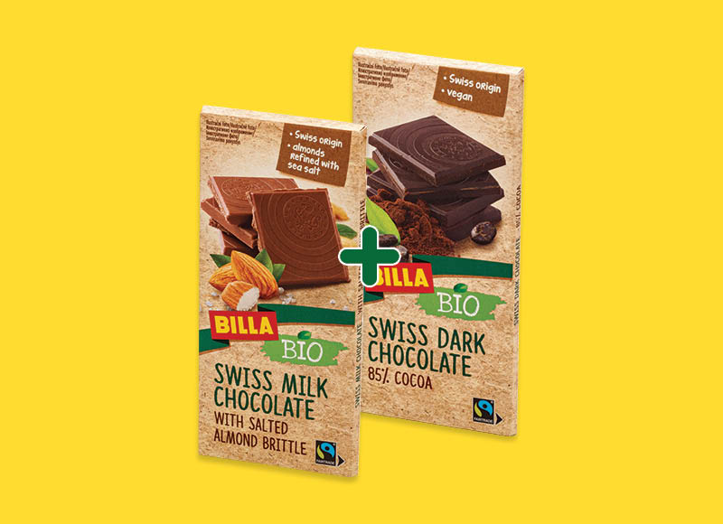 Šokolado plytelės BILLA BIO
,
100 g, 2 rūšių, 2,99 Eur/vnt. A lygio parduotuvėse Šokolado plytelės BILLA BIO
,
100 g, 2 rūšių, 2,99 Eur/vnt. A lygio parduotuvėse