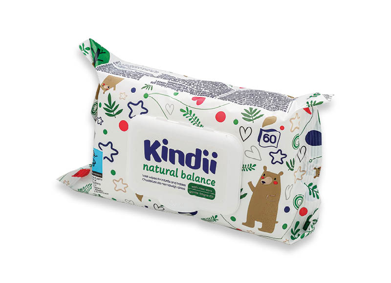 Drėgnosios servetėlės KINDII NATURAL BALANCE
			, 
				 60 vnt., 0,02 Eur/vnt. A lygio parduotuvėse