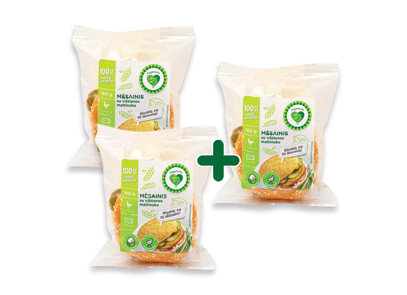 PAGAMINTA IKI mėsainis su vištienos maltinuku
,
160 g, 1,99 Eur/vnt. Ir IKI EXPRESS PAGAMINTA IKI mėsainis su vištienos maltinuku
,
160 g, 1,99 Eur/vnt. Ir IKI EXPRESS
