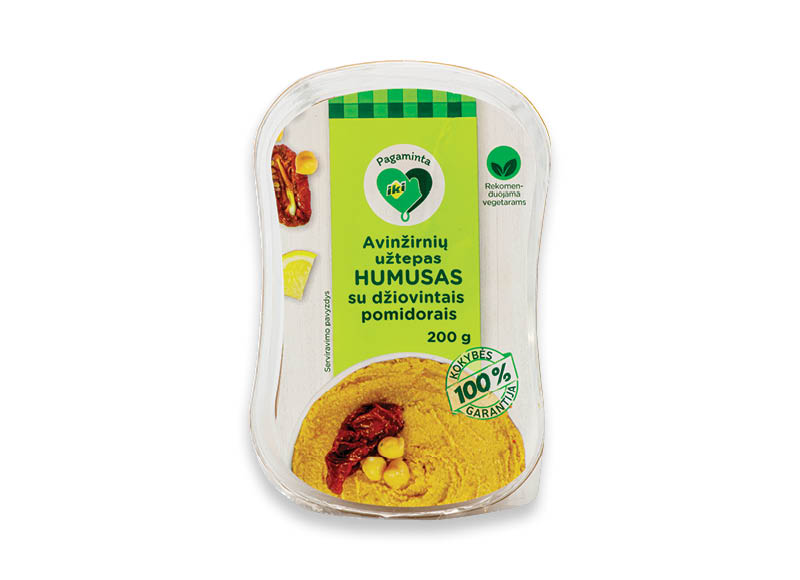 PAGAMINTA IKI avinžirnių užtepas HUMUSAS su saulėje džiovintais pomidorais
			, 
				 200 g, 10,95 Eur/kg. A lygio parduotuvėse