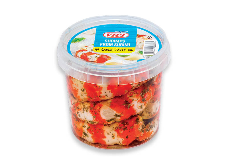 Didžiosios surimio krevetės česnakiniame aliejuje
			, 
				 320 g, 9,34 Eur/kg. A lygio parduotuvėse