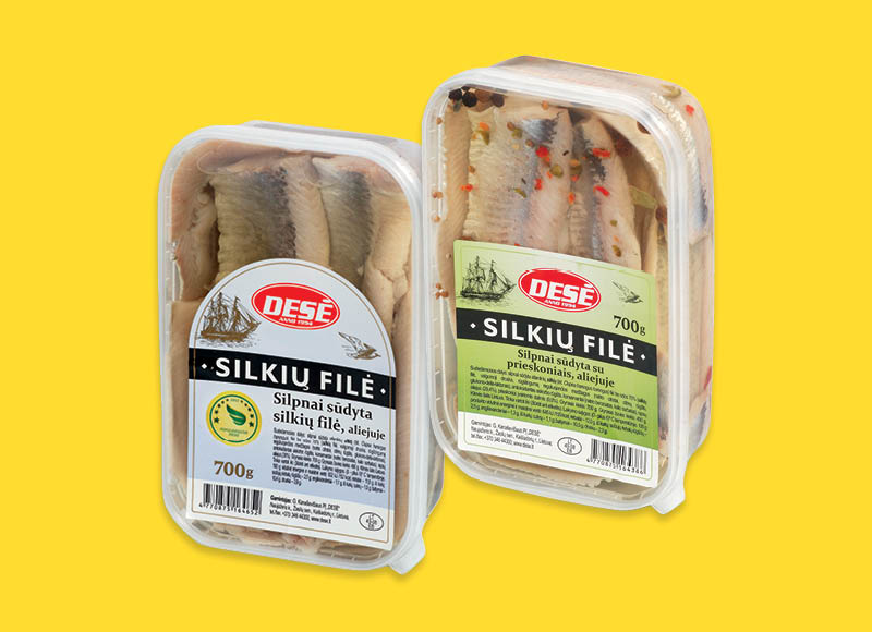 Silpnai sūdyta silkių filė DESĖ aliejuje
			, 
				 700 g, 3 rūšių, 4,79 Eur/kg