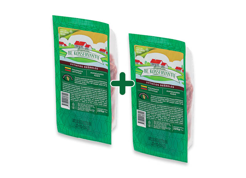 Vytintos dešrelės PAGAMINTA BE KONSERVANTŲ
,
KONSERVANTŲ 220 g, 6,99 Eur/vnt. A lygio parduotuvėse Vytintos dešrelės PAGAMINTA BE KONSERVANTŲ
,
KONSERVANTŲ 220 g, 6,99 Eur/vnt. A lygio parduotuvėse