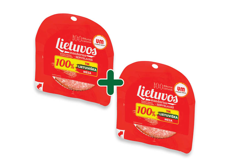 Karštai rūkyta dešra LIETUVIŠKAS STANDARTAS griežinėliais
			, 
				 200 g, a. r., 3,19 Eur/vnt.