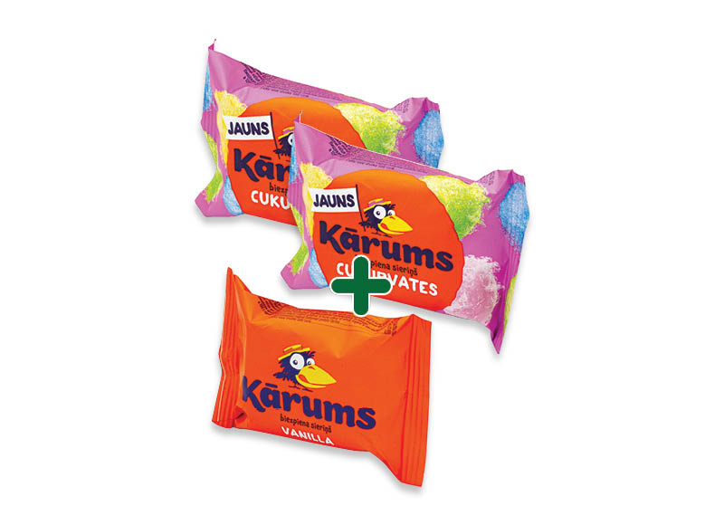 Glaistytas varškės sūrelis KARUMS
			, 
				 45 g, 2 rūšių, 0,59 Eur/vnt. Ir IKI EXPRESS