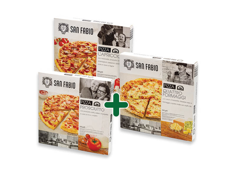 Šaldyta pica SAN FABIO
			, 
				 330 g, 340 g, 350 g 3 rūšių, 3,49 Eur/vnt.