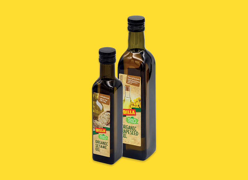 BILLA BIO rapsų, sezamų aliejui
			, 
				 250 ml, 500 ml, 2 rūšių. A lygio parduotuvėse