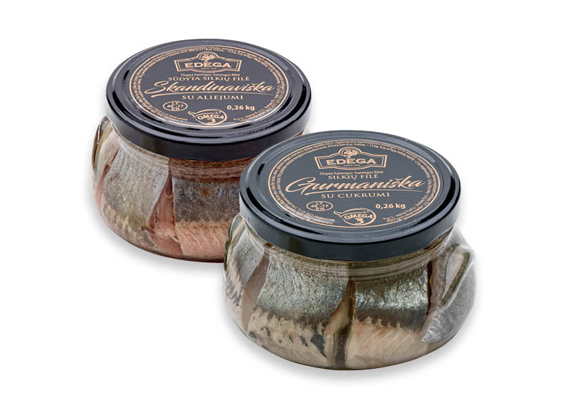 GURMANIŠKA ir SKANDINAVIŠKA silkių filė EDEGA
			, 
				 260 g, 2 rūšių, 9,81 Eur/kg. Ir IKI EXPRESS