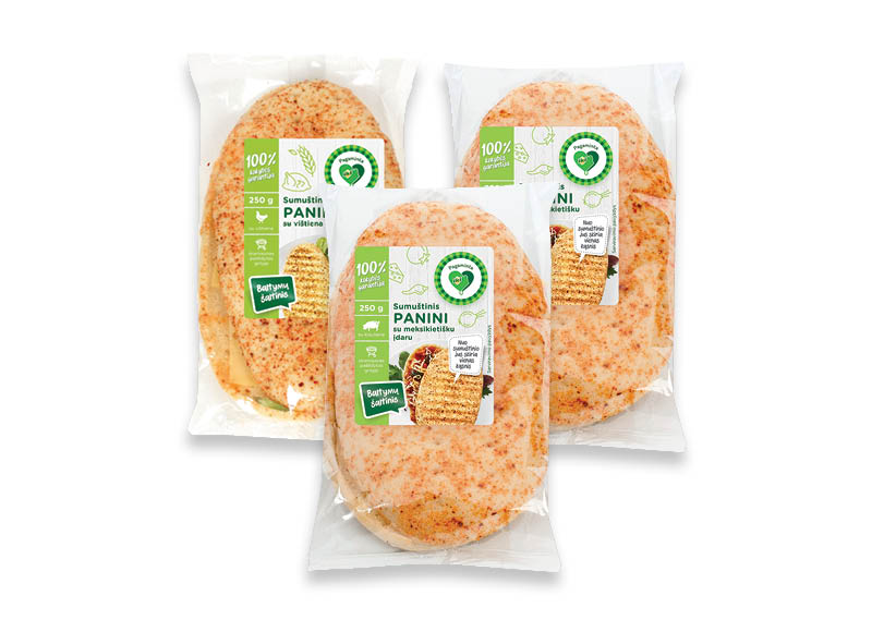 PAGAMINTA IKI sumuštinis PANINI
			, 
				 220 g, 250 g, 3 rūšių. Ir IKI EXPRESS