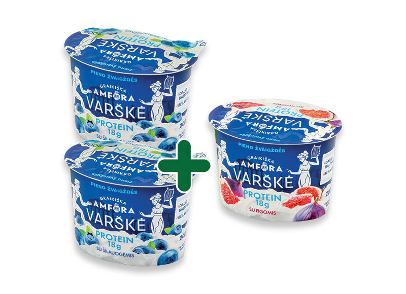 Varškė GRAIKIŠKA su figomis ir šilauogėmis AMFORA PROTEIN
			, 
				 200 g, 2 rūšių, 1,55 Eur/vnt. A lygio parduotuvėse