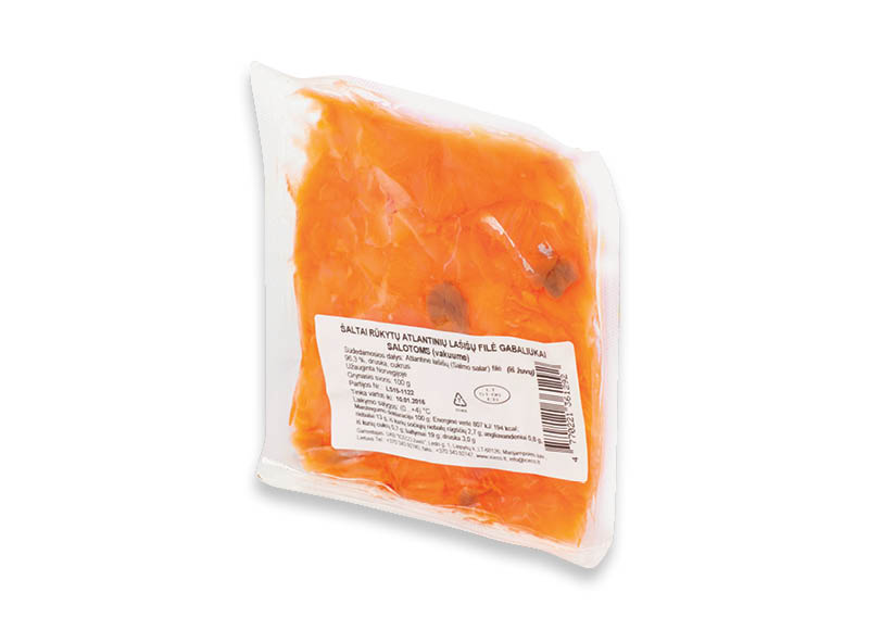 Šaltai rūkytų lašišų gabaliukai salotoms
			, 
				 100 g, 15,90 Eur/kg. A lygio parduotuvėse