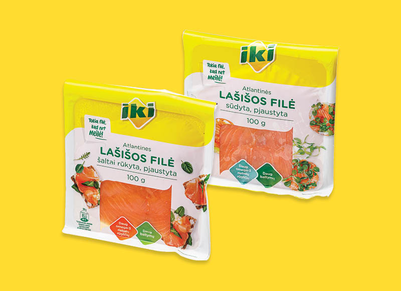 IKI sūdyta ir šaltai rūkyta atlantinių lašišų filė
,
100 g, 2 rūšių, 28,90 Eur/kg. Ir IKI EXPRESS IKI sūdyta ir šaltai rūkyta atlantinių lašišų filė
,
100 g, 2 rūšių, 28,90 Eur/kg. Ir IKI EXPRESS