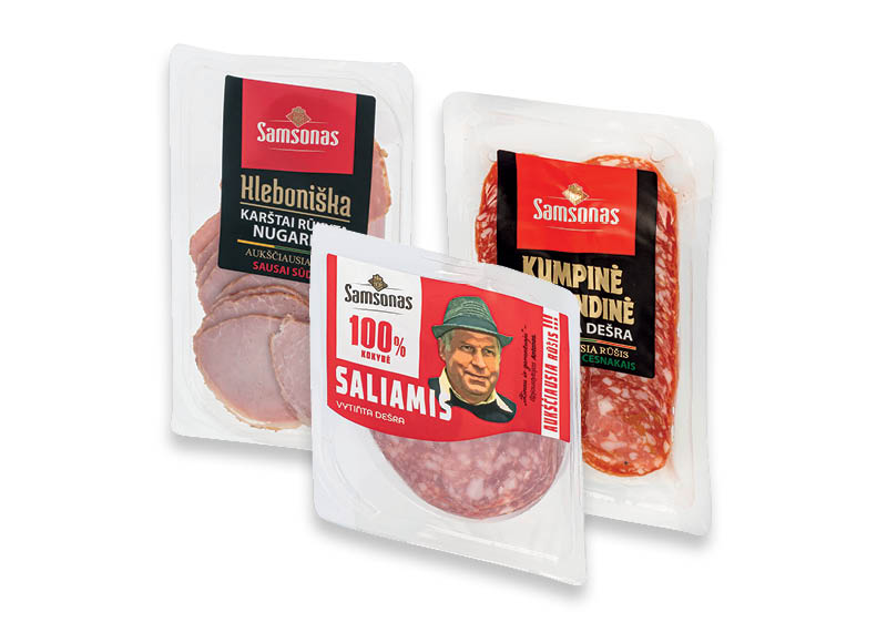 Pjaustytiems SAMSONO mėsos gaminiams
			, 
				 80 g, 90 g, 100 g, 3 rūšių. A lygio parduotuvėse