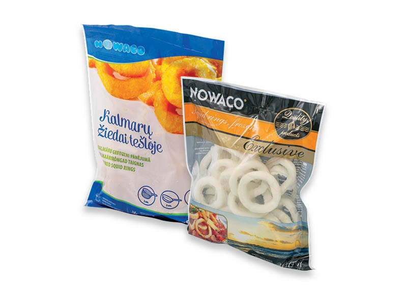 Šaldytiems kalmarų žiedams NOWACO
			, 
				 300 g, 500 g, 2 rūšių. A lygio parduotuvėse. Ir IKI EXPRESS