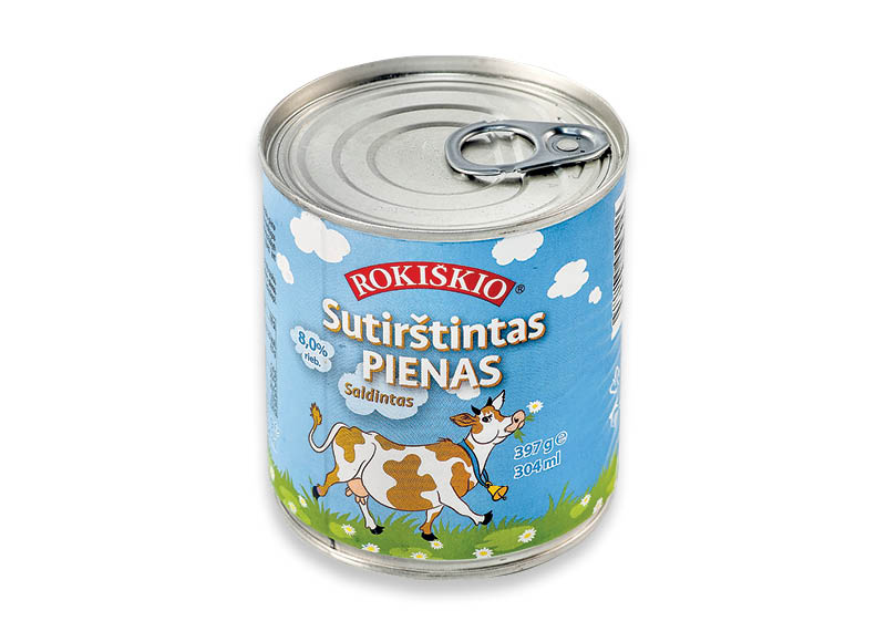 ROKIŠKIO saldintas sutirštintas pienas
			, 
				 397 g, 8 % rieb., 5,52 Eur/kg. Ir IKI EXPRESS